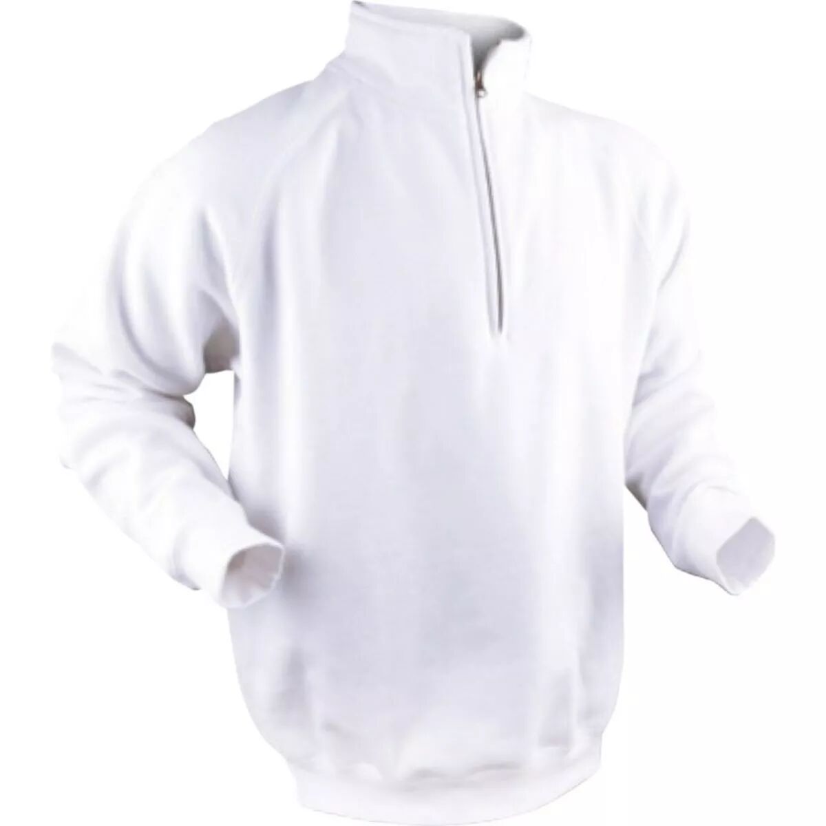 SWEAT-SHIRT BLANC COL ZIPPE